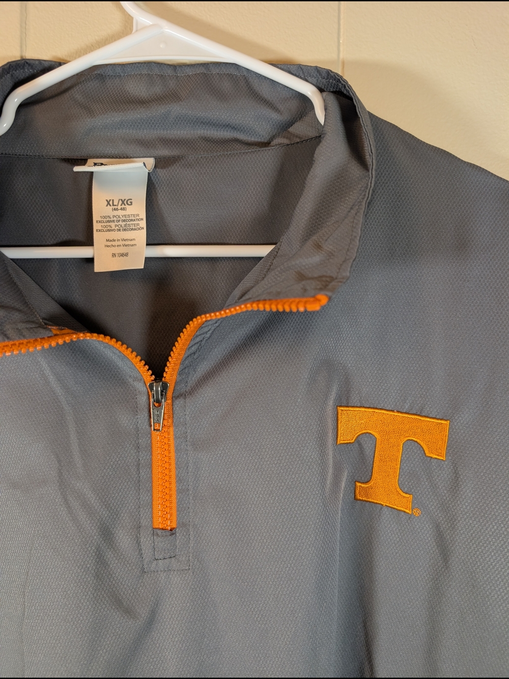 Tennessee Volunteers UT Pullover Gray Quarter Zip XL Pro Edge